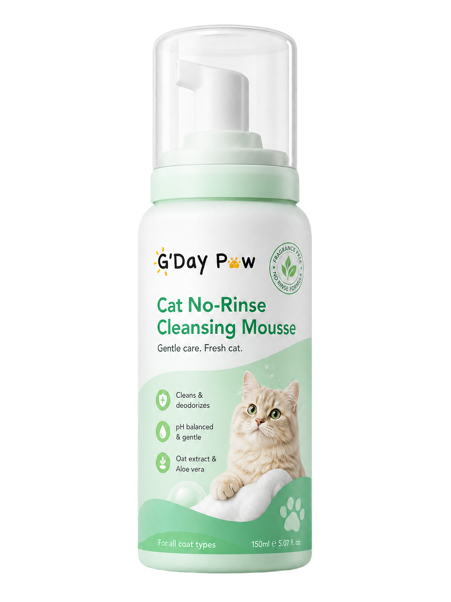 G'Day Paw Cat No-Rinse Cleansing Mousse