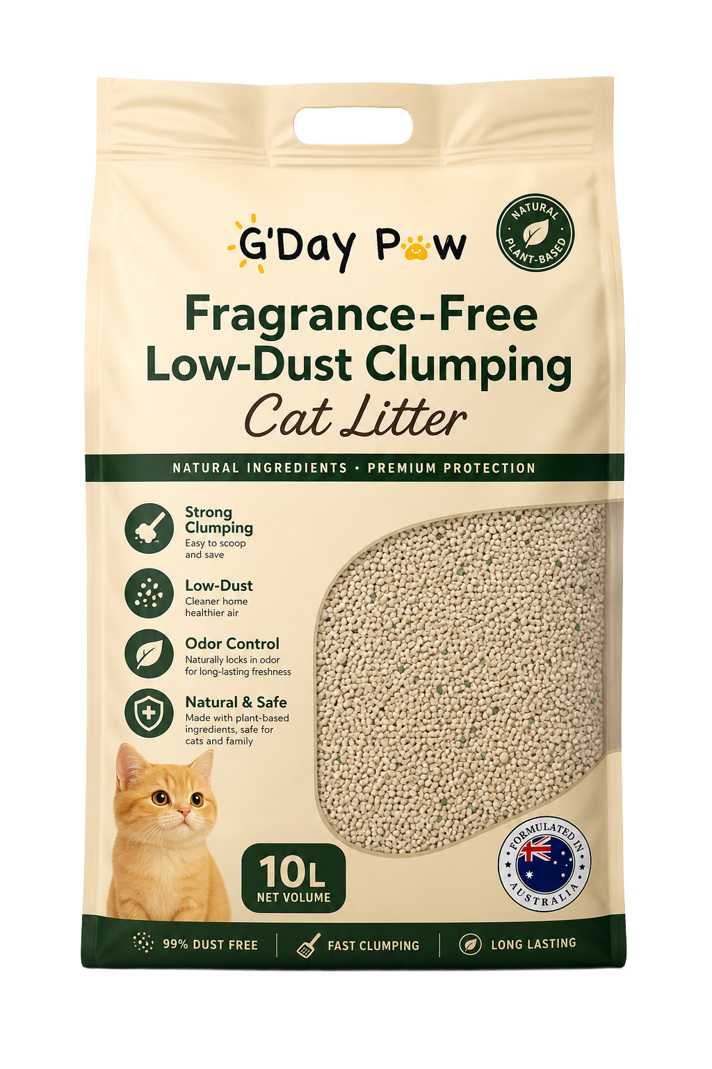 G'Day Paw Fragrance-Free Low-Dust Clumping Cat Litter